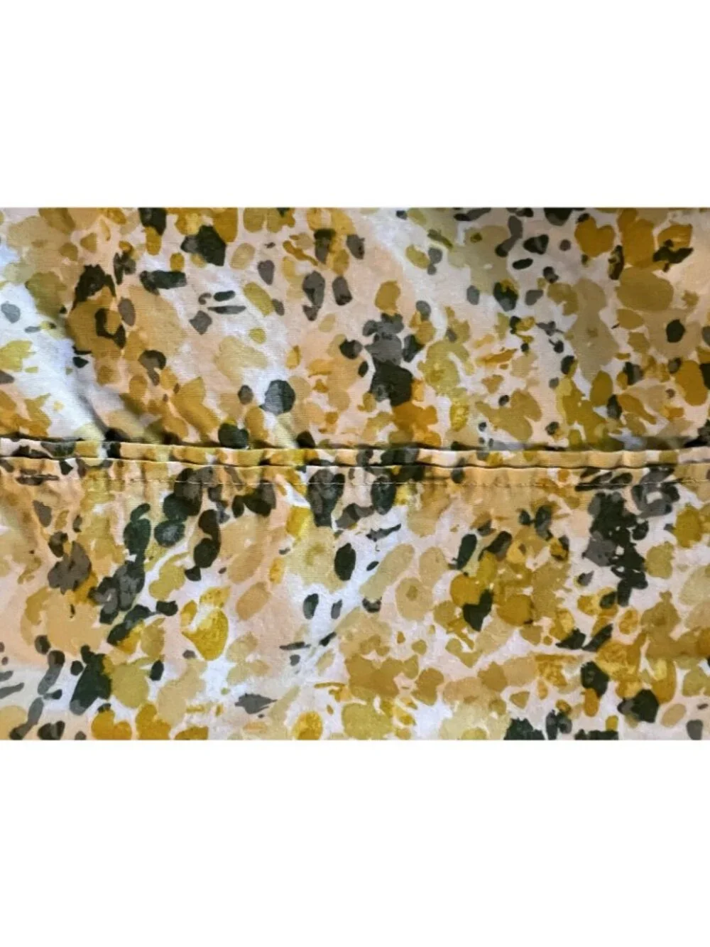 Threshold Full/Queen 100% Organic Cotton Flat Sheet Green Yellow Impressionistic